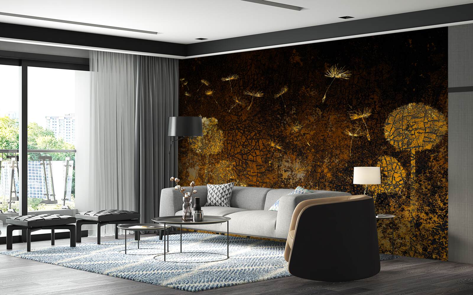 Fototapet noaptea vântul mișcă păpădiile