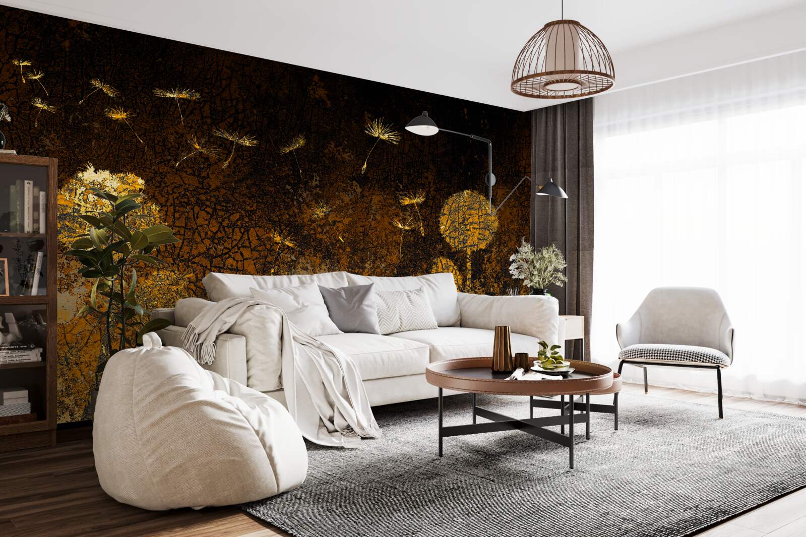 Fototapet noaptea vântul mișcă păpădiile