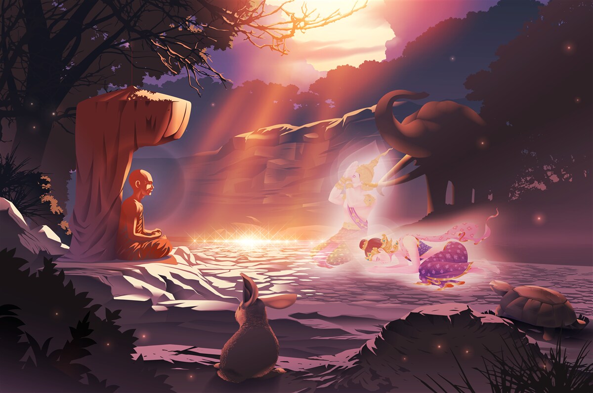 Fototapet creaturi magice în tufișul nocturn