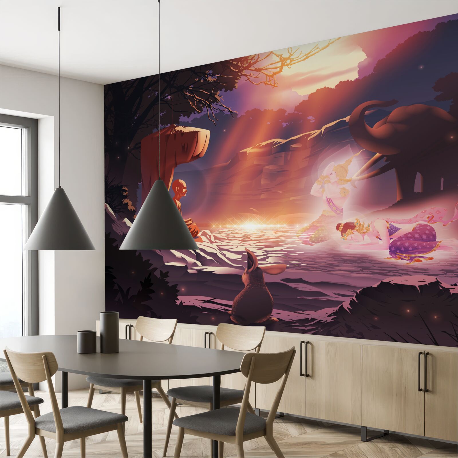 Fototapet creaturi magice în tufișul nocturn