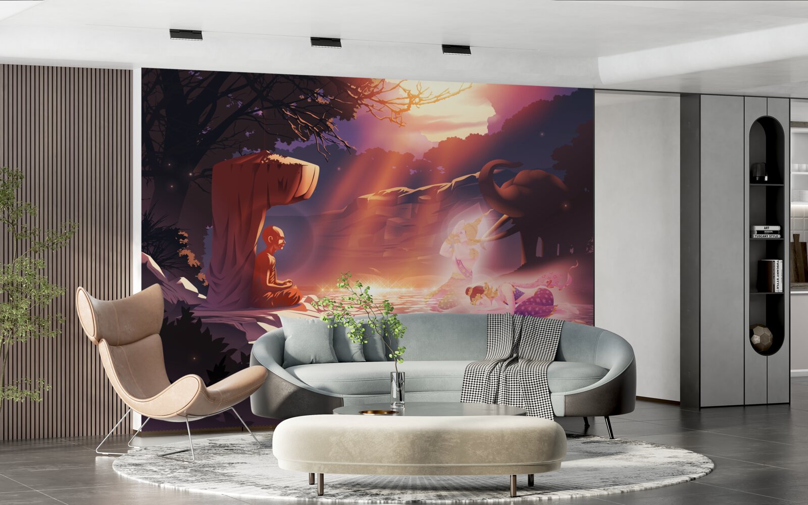 Fototapet creaturi magice în tufișul nocturn