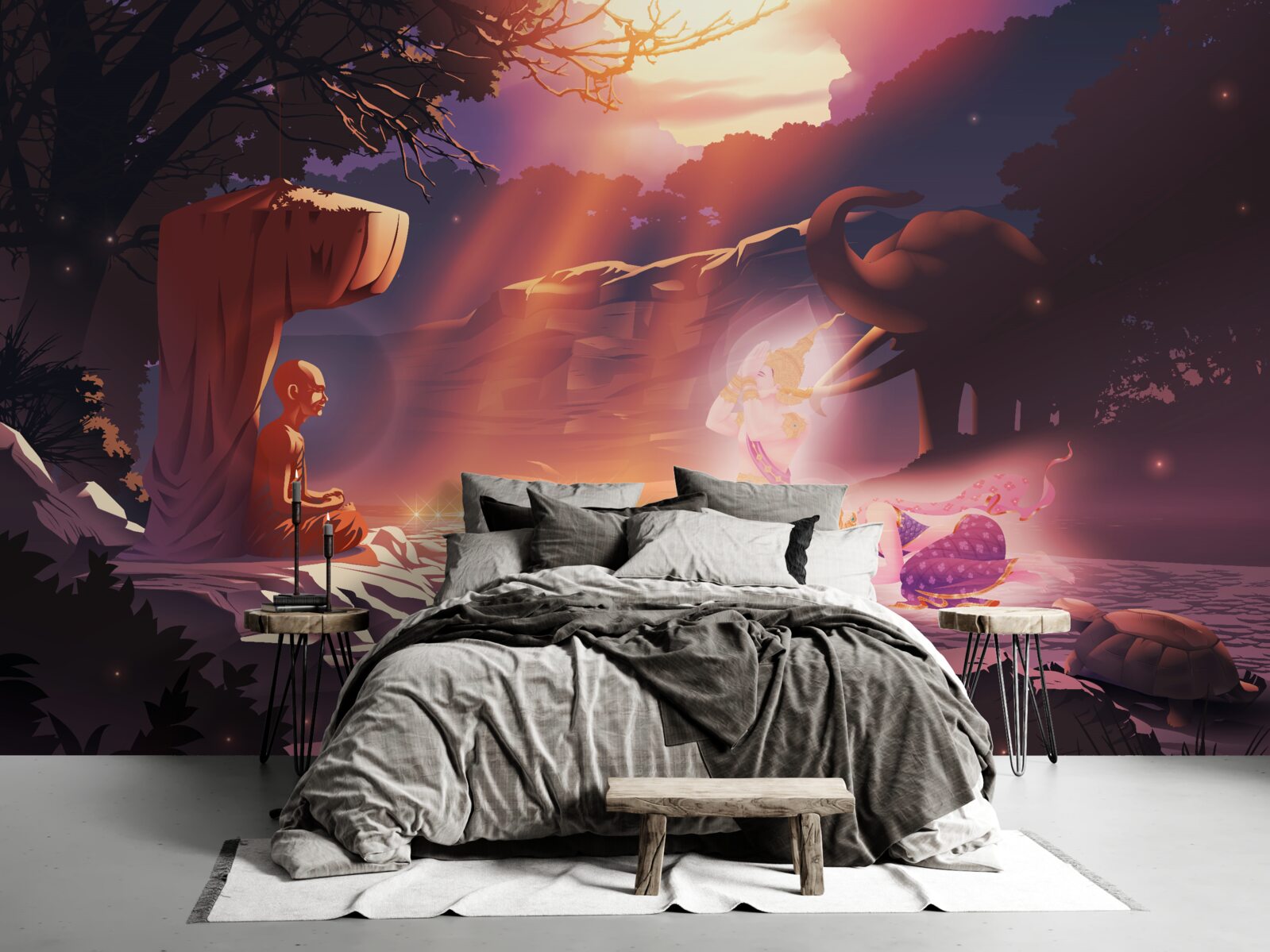 Fototapet creaturi magice în tufișul nocturn