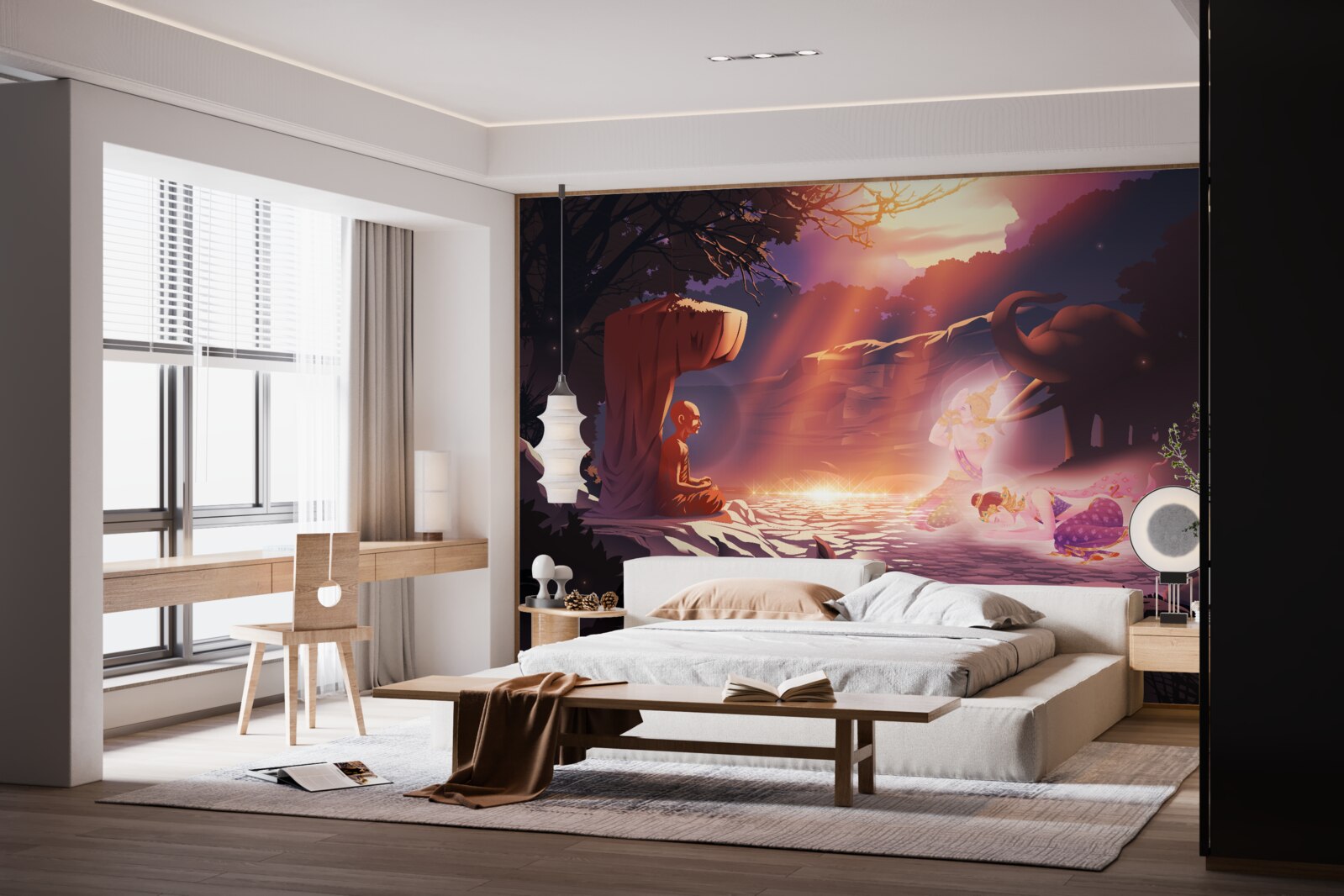 Fototapet creaturi magice în tufișul nocturn