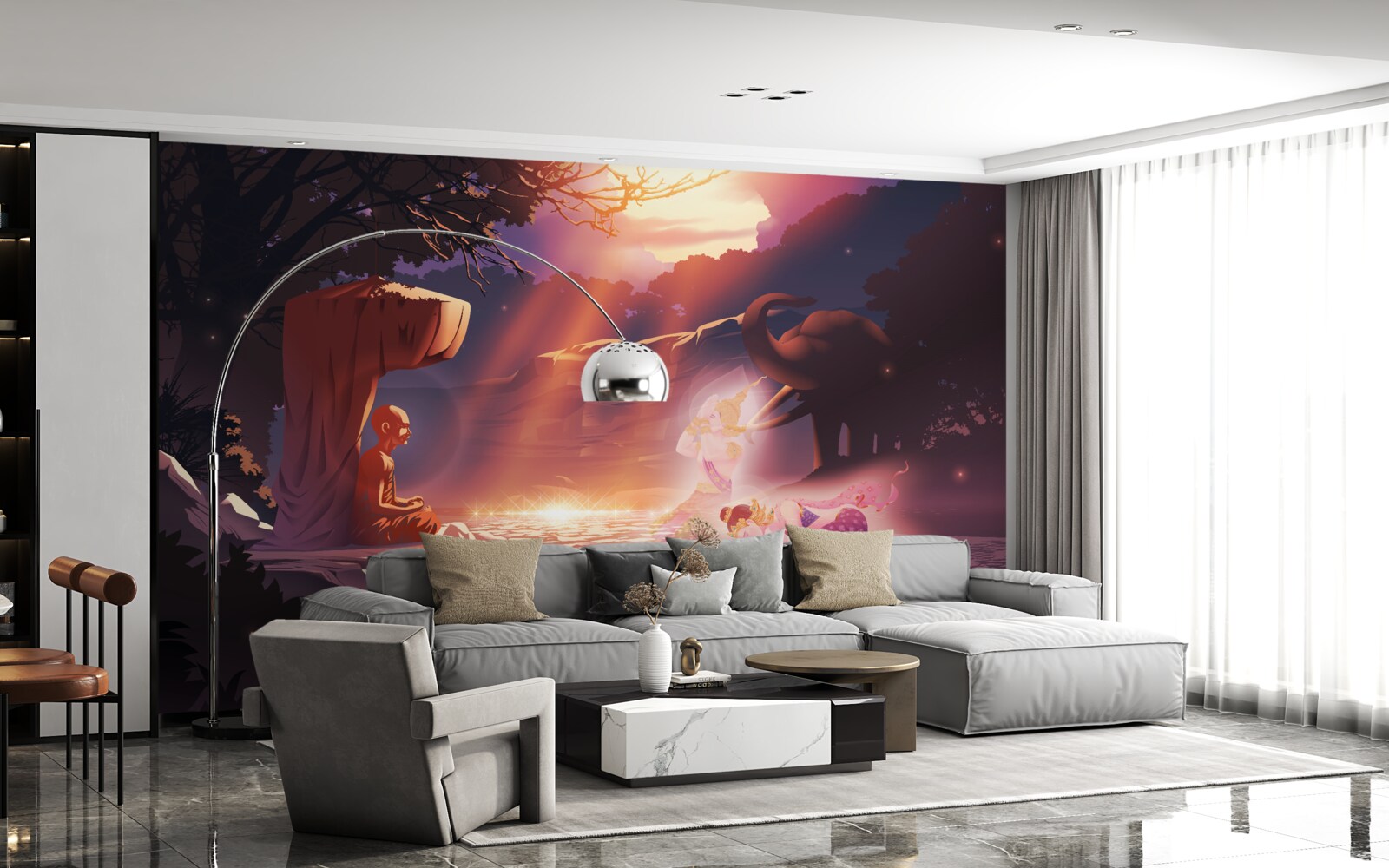 Fototapet creaturi magice în tufișul nocturn