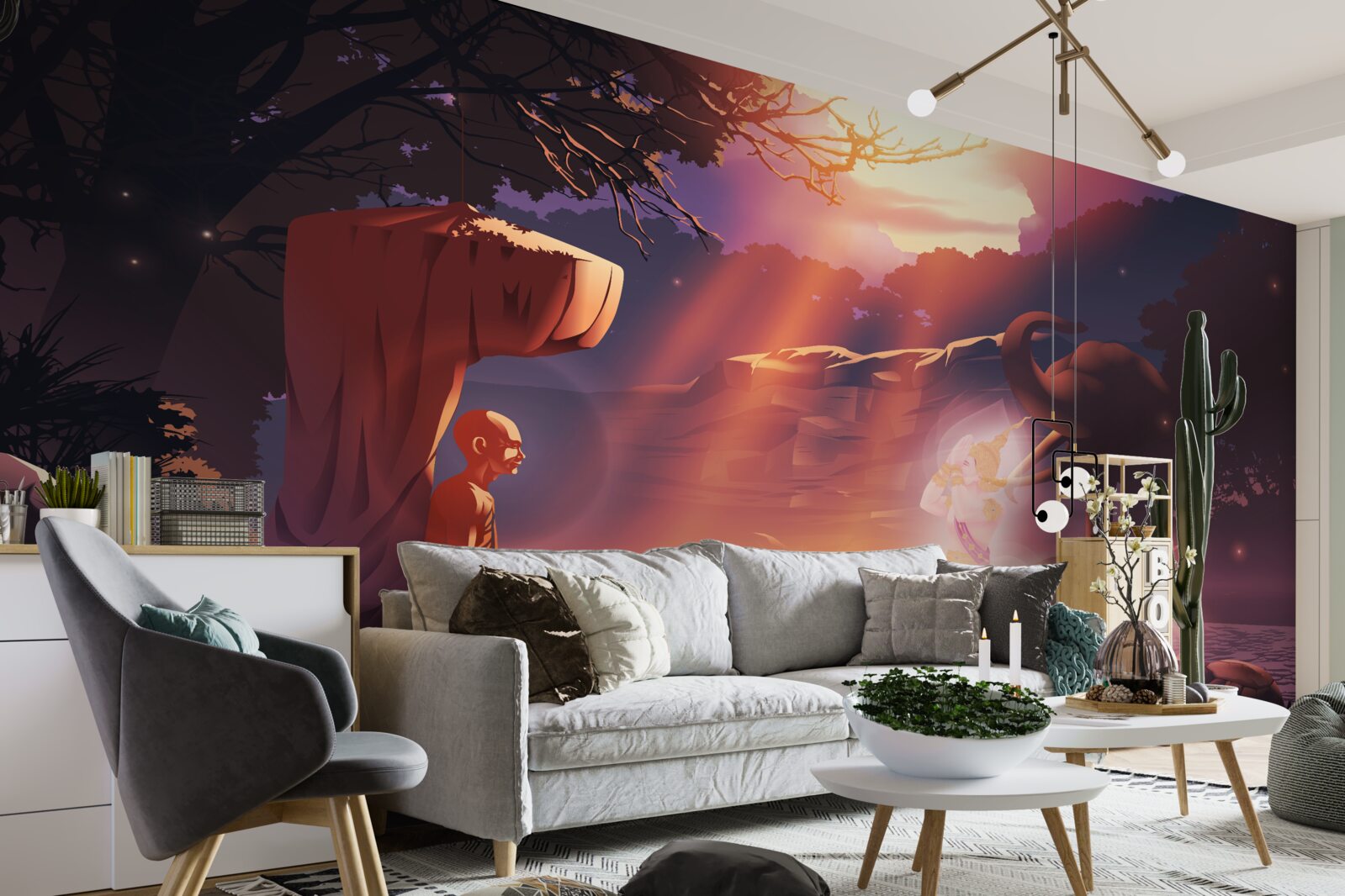 Fototapet creaturi magice în tufișul nocturn