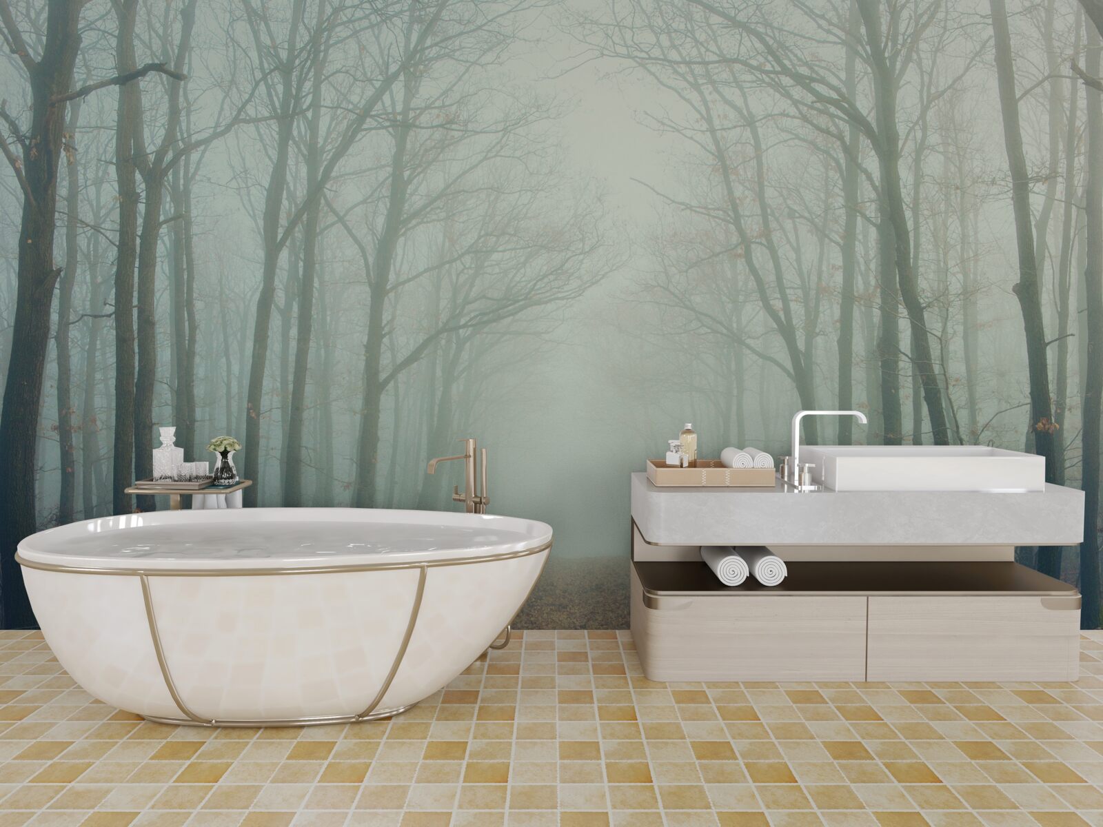 Fototapet cărare de toamnă, acoperită de frig