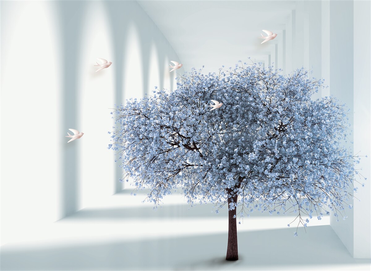 Fototapet un copac într-un tunel înflorit