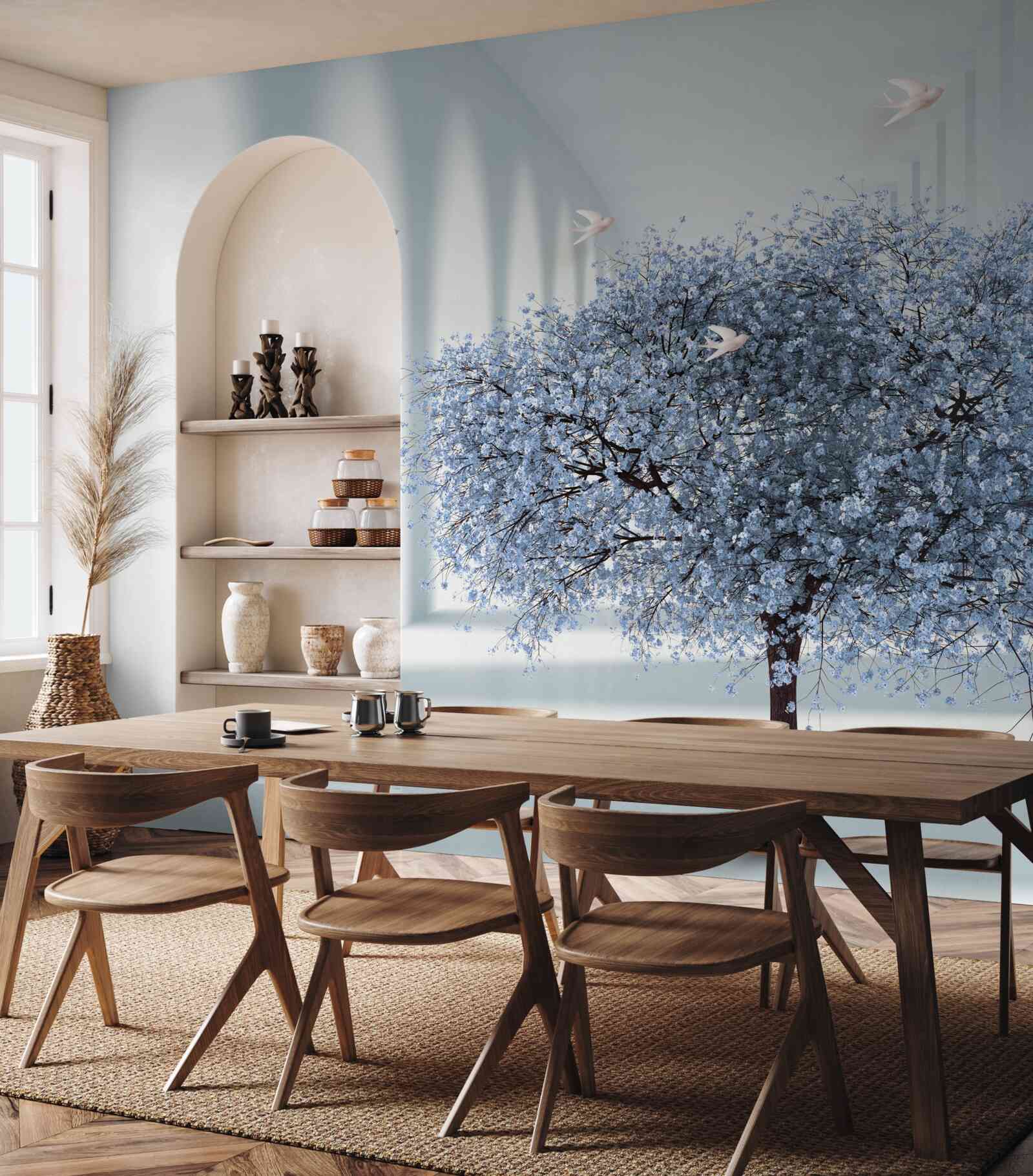 Fototapet un copac într-un tunel înflorit