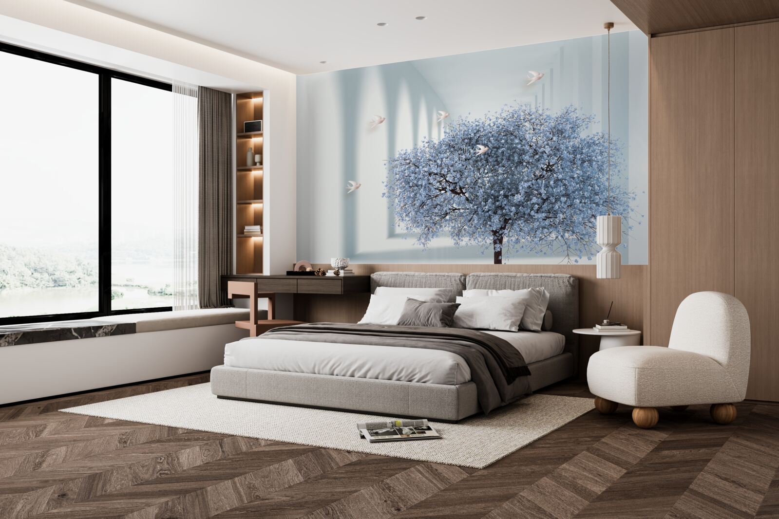 Fototapet un copac într-un tunel înflorit