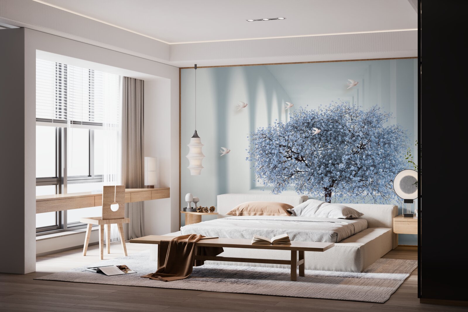 Fototapet un copac într-un tunel înflorit