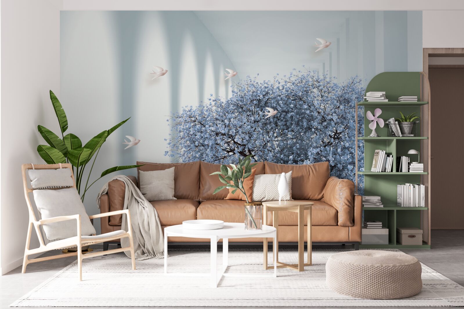 Fototapet un copac într-un tunel înflorit