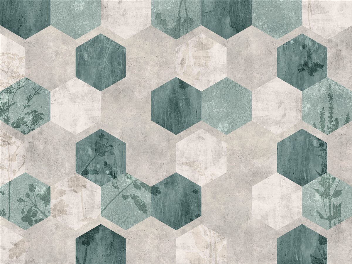 Fototapet frunze cu modele sub formă de pentagoni abstracți