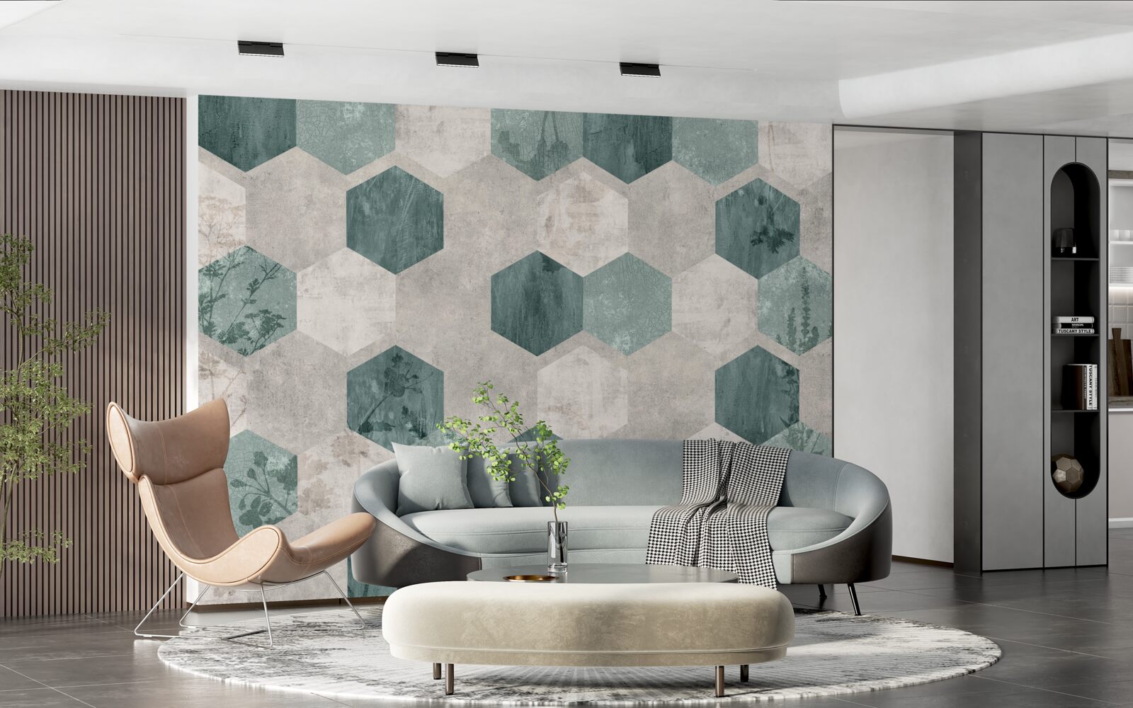 Fototapet frunze cu modele sub formă de pentagoni abstracți