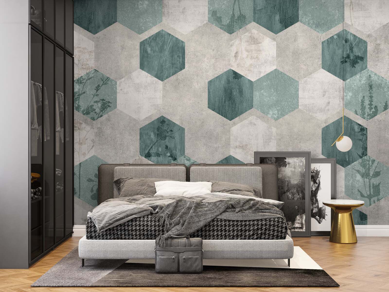 Fototapet frunze cu modele sub formă de pentagoni abstracți