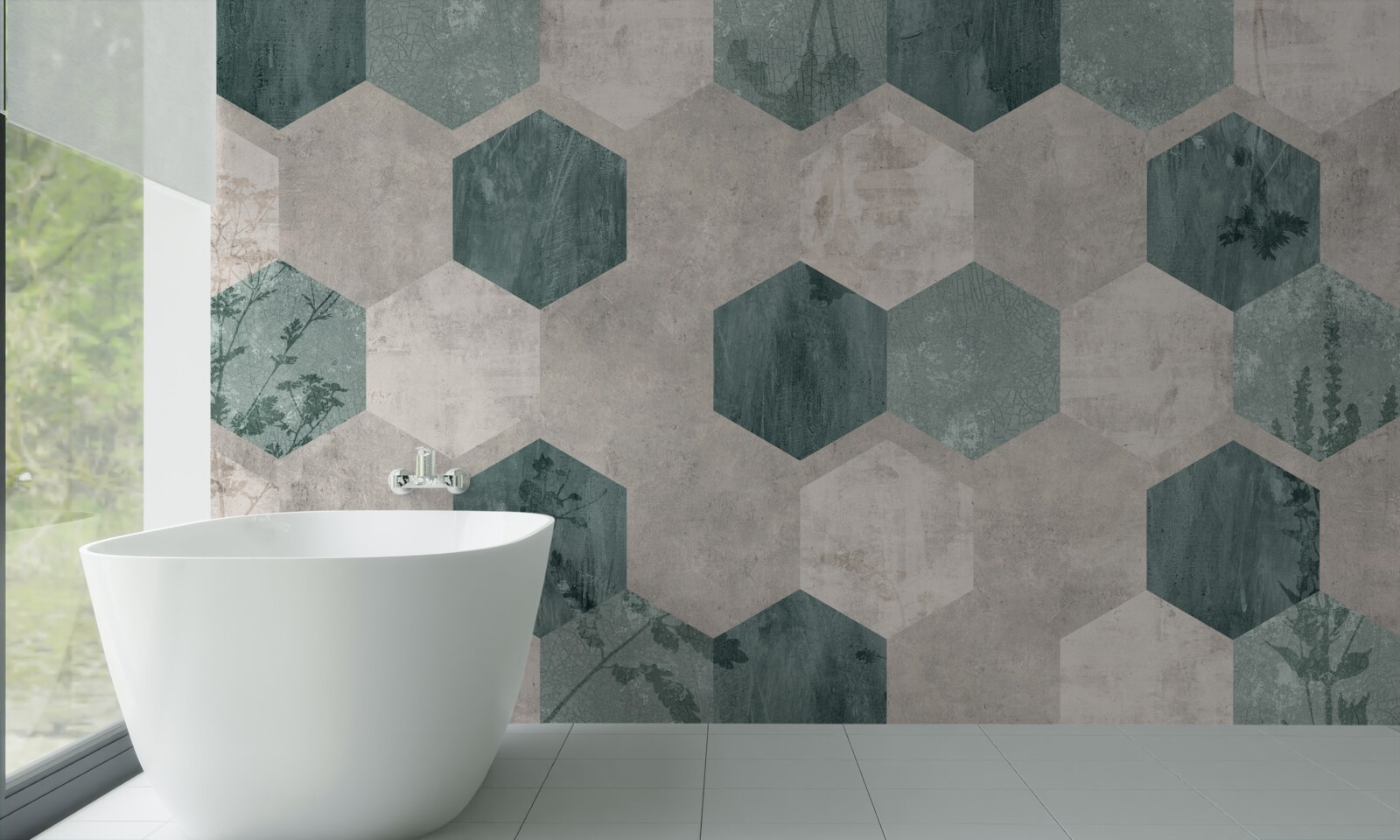 Fototapet frunze cu modele sub formă de pentagoni abstracți