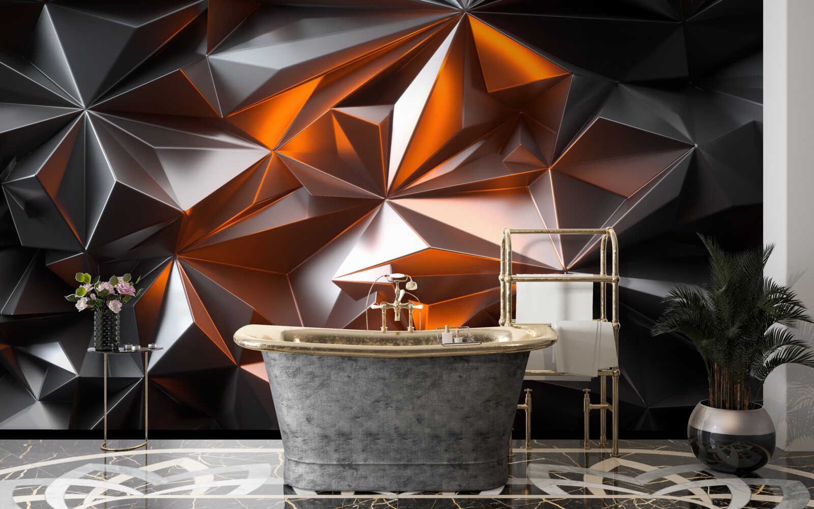 Fototapet geometria yantra pe un fundal întunecat