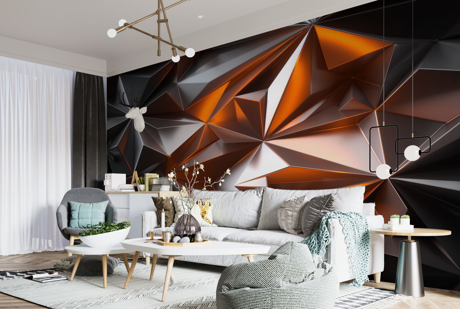 Fototapet geometria yantra pe un fundal întunecat