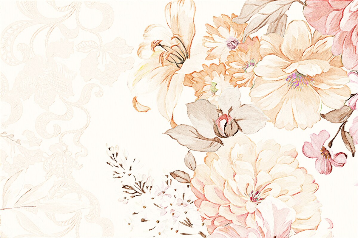 Fototapet compoziție cu flori în acuarelă