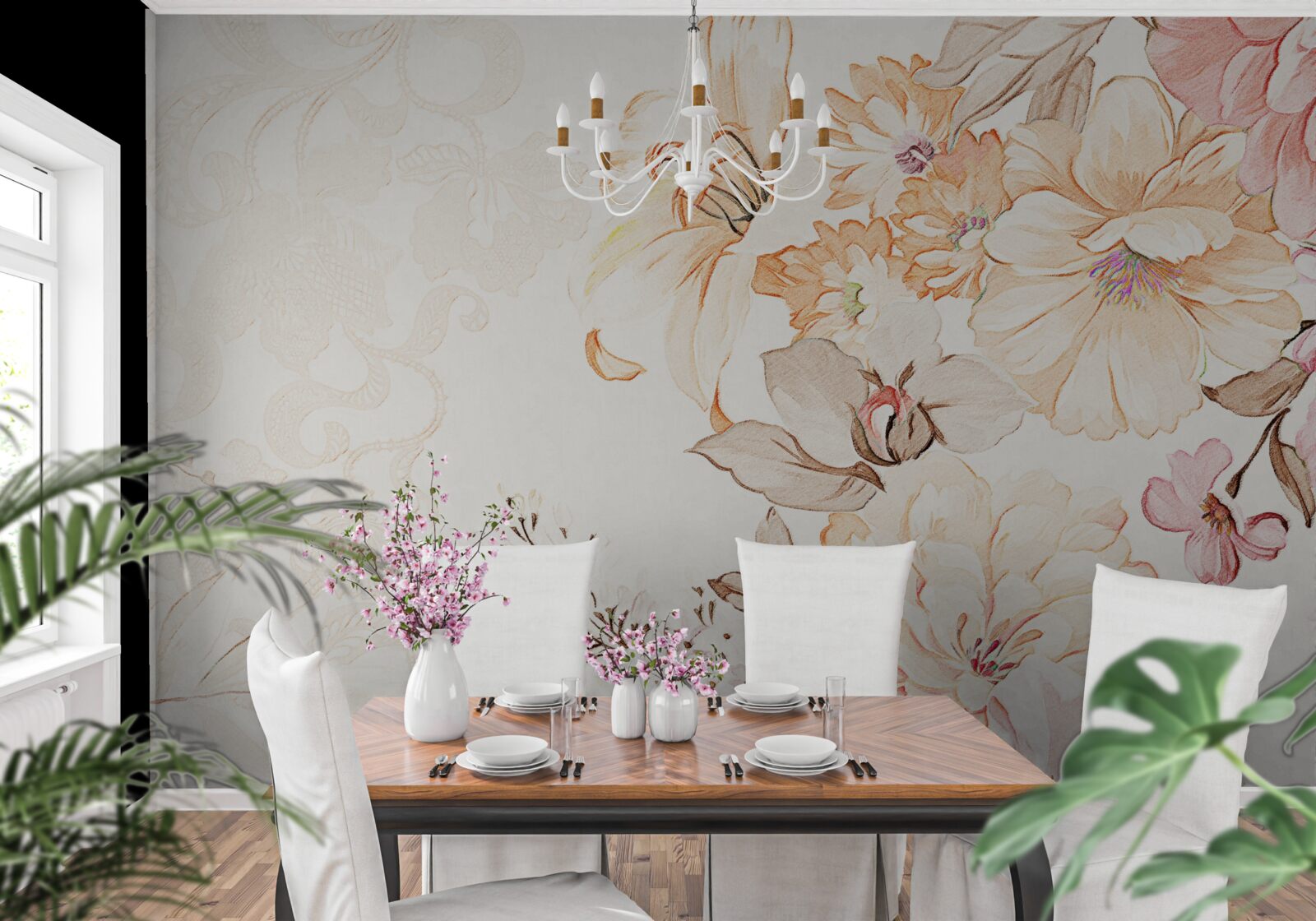 Fototapet compoziție cu flori în acuarelă