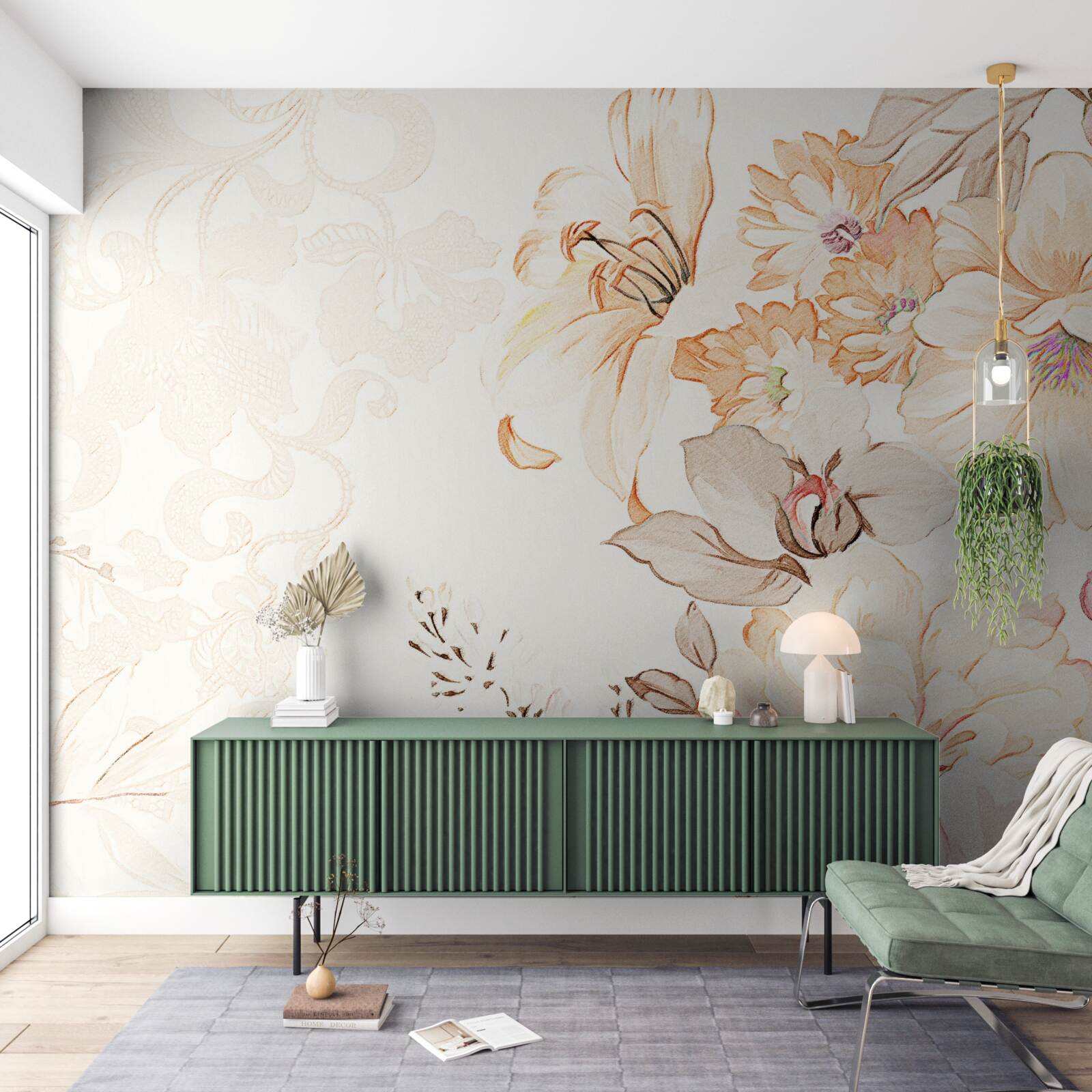 Fototapet compoziție cu flori în acuarelă