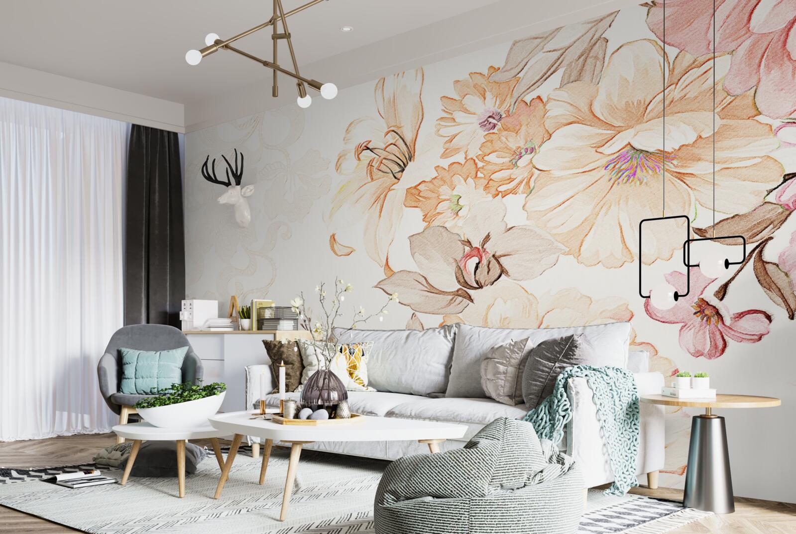 Fototapet compoziție cu flori în acuarelă