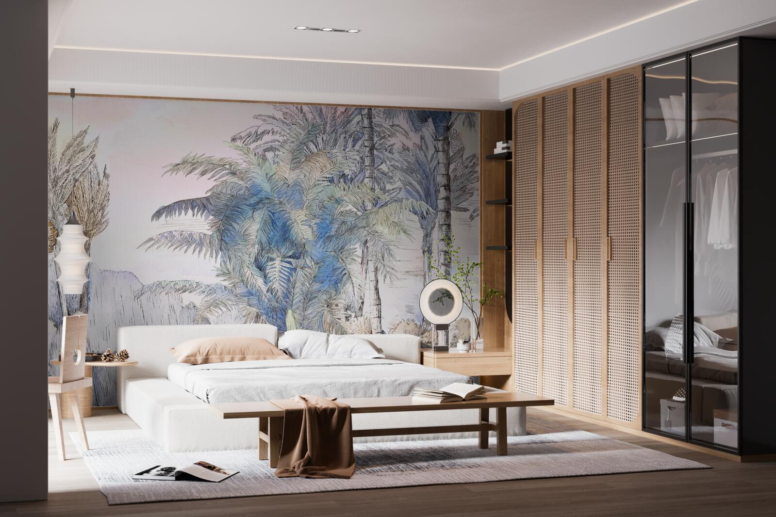 Fototapet copaci înalți printre stânci