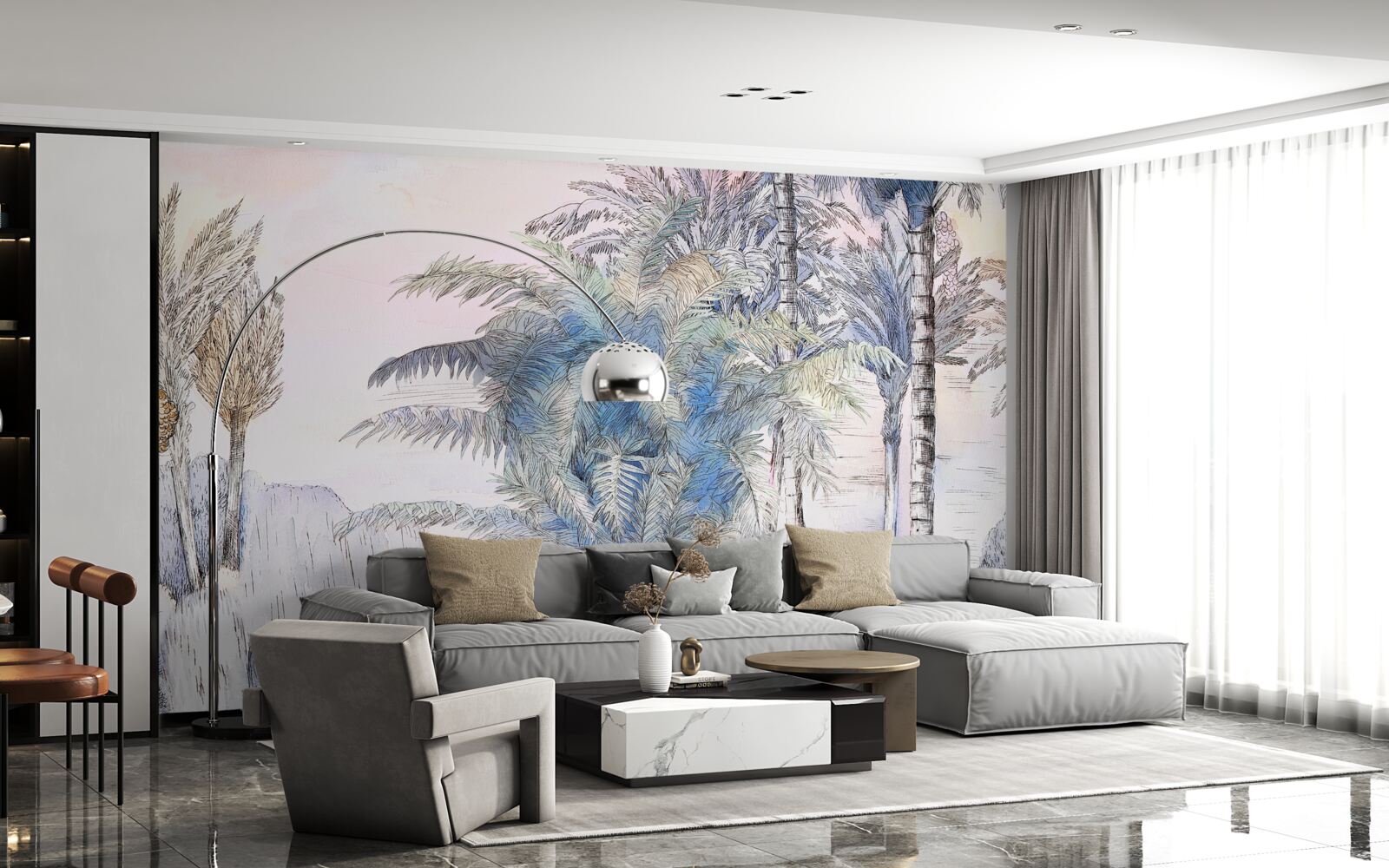 Fototapet copaci înalți printre stânci