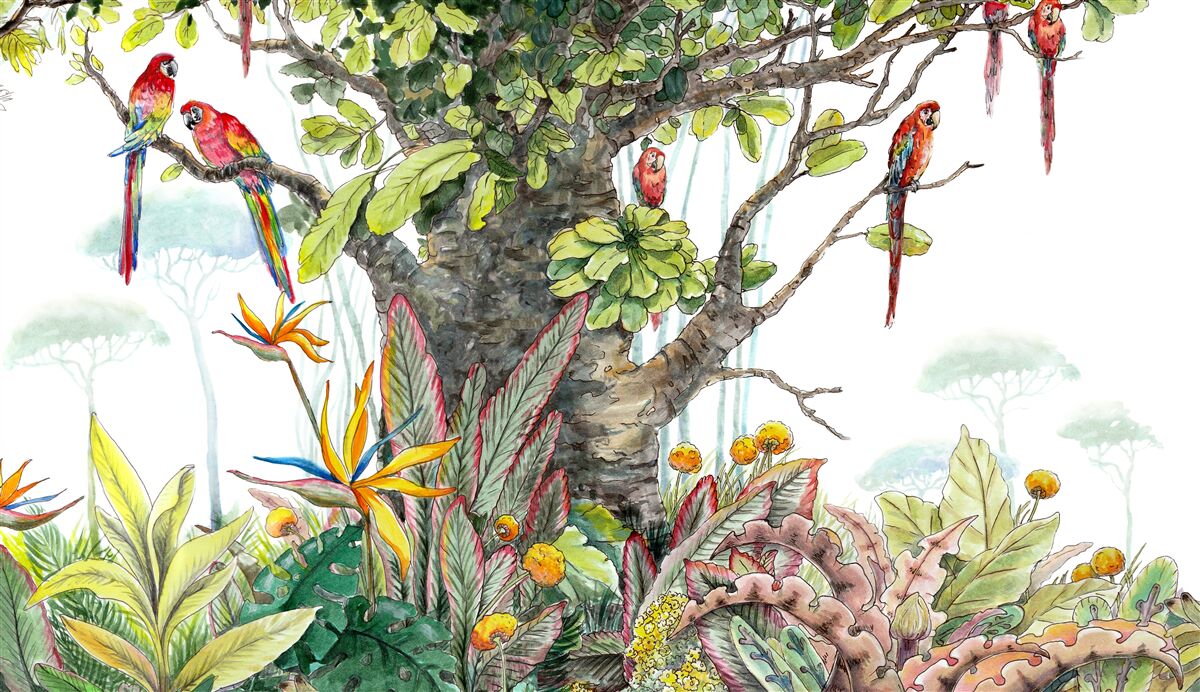 Fototapet copac vechi printre verdeață