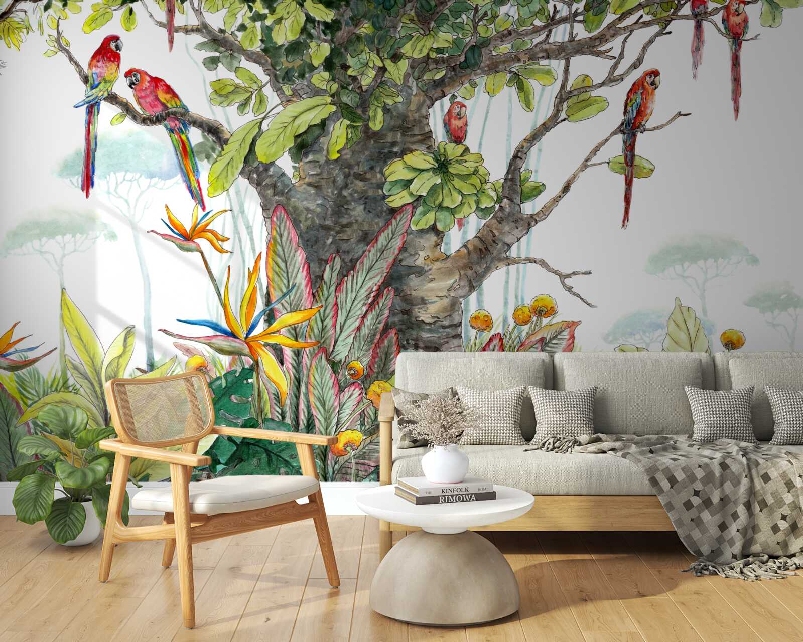 Fototapet copac vechi printre verdeață