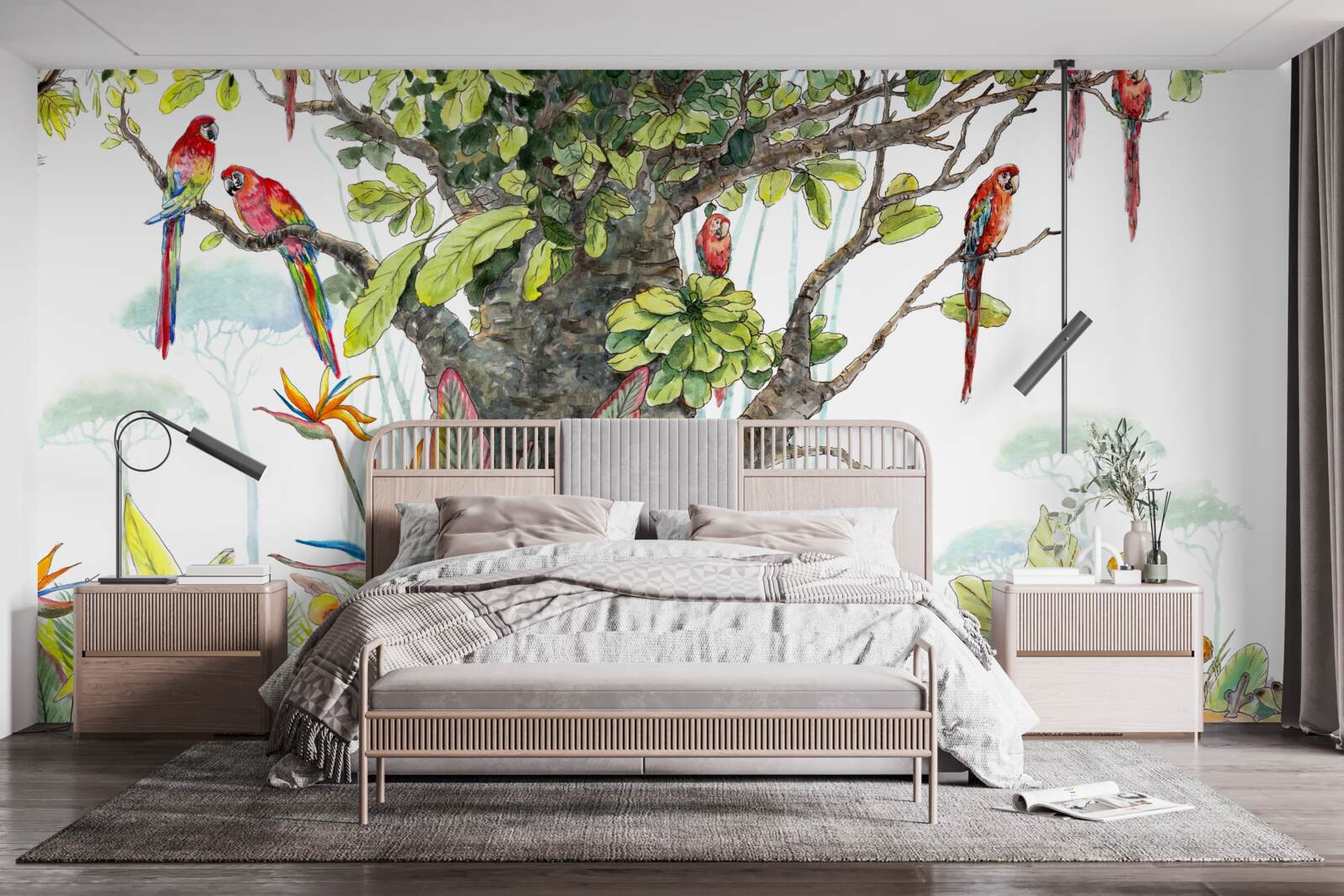 Fototapet copac vechi printre verdeață