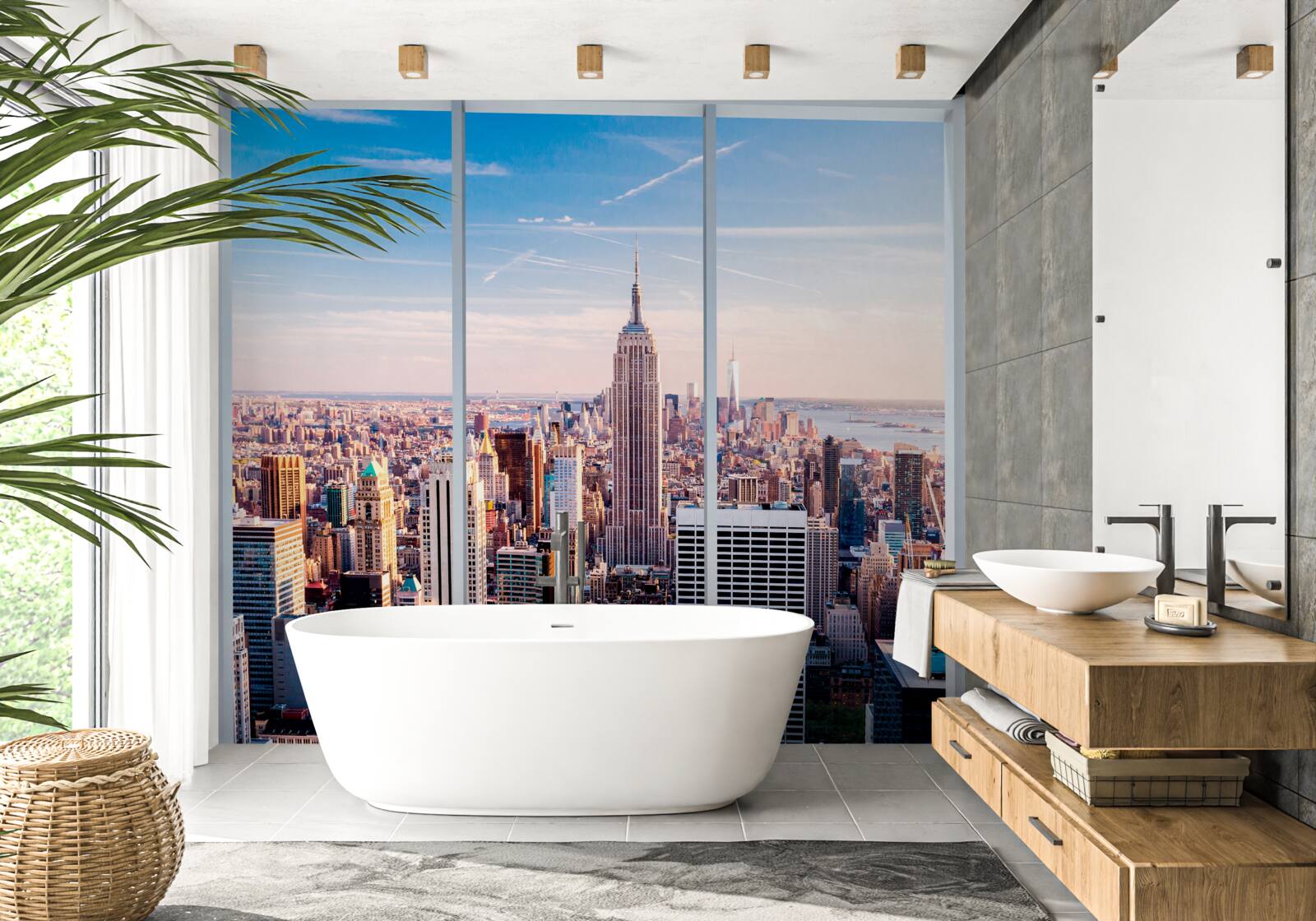 Fototapet vedere a metropolei de la fereastră