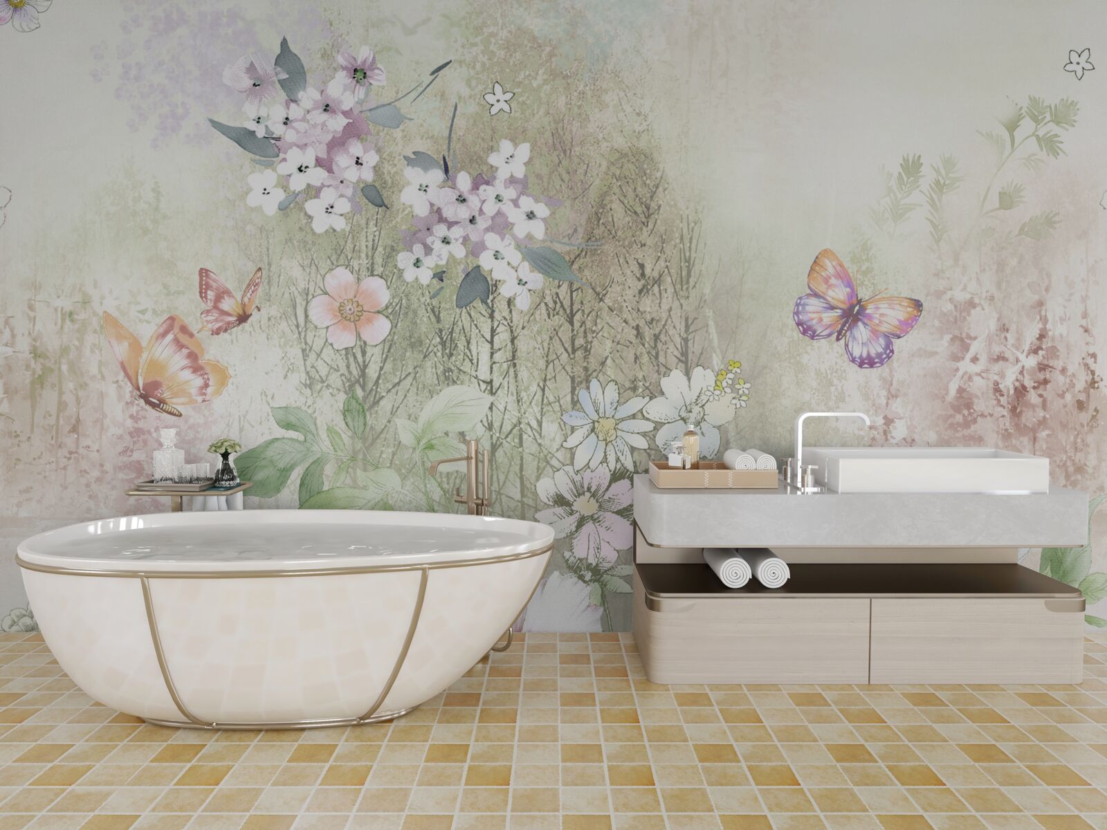 Fototapet asortiment de flori de pajiște