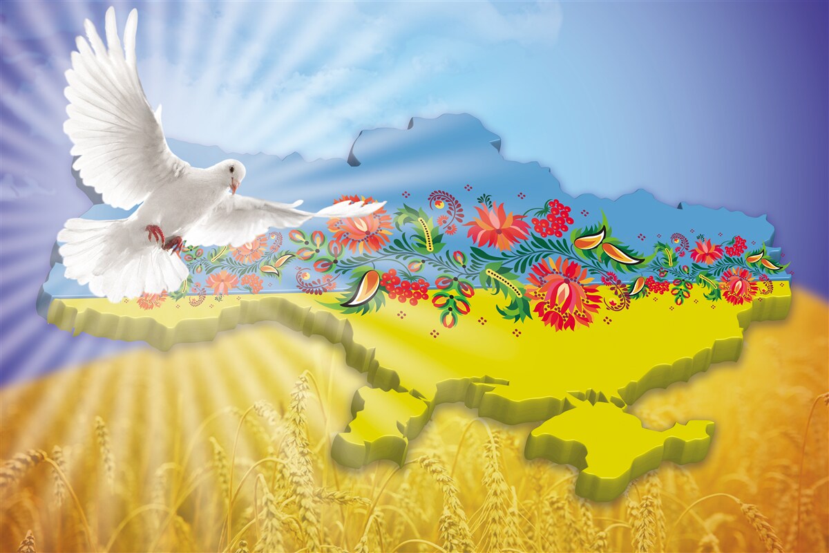 Fototapet porumbelul păcii și harta ucrainei