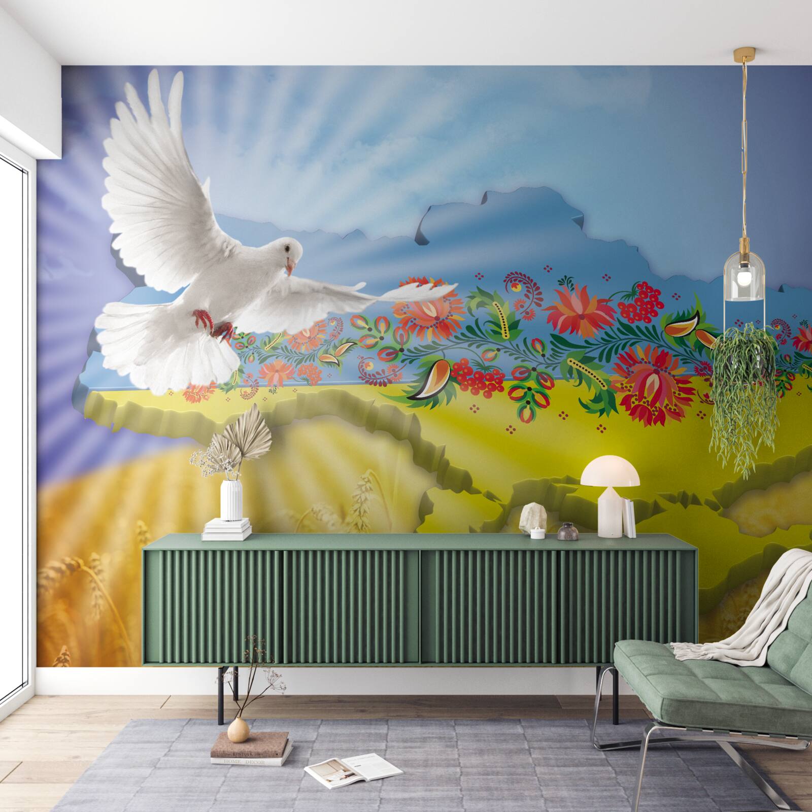 Fototapet porumbelul păcii și harta ucrainei