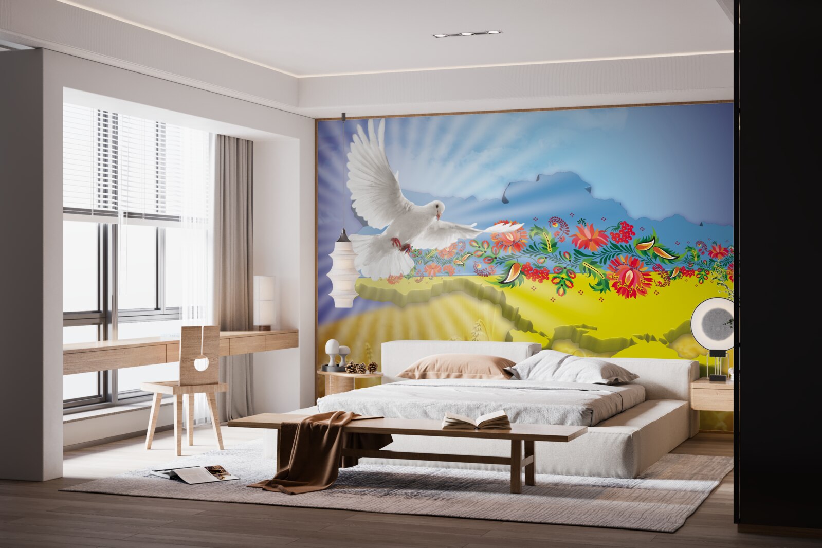 Fototapet porumbelul păcii și harta ucrainei