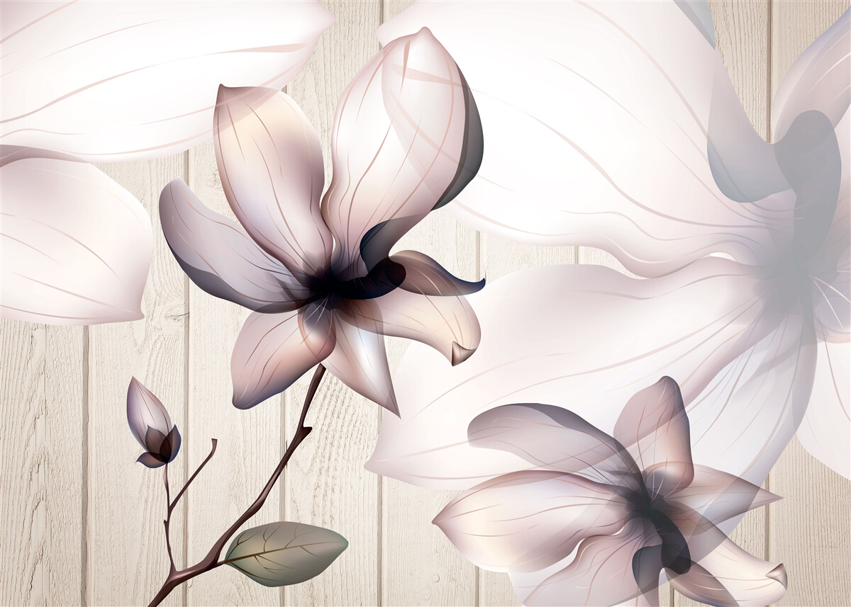 Fototapet flori mari luminoase pe un copac