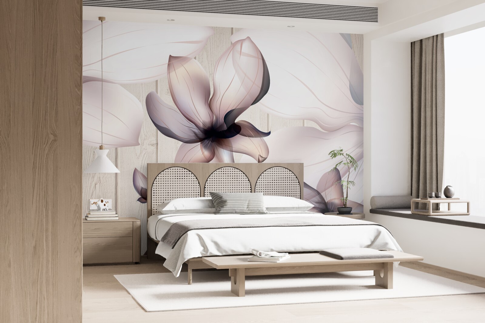 Fototapet flori mari luminoase pe un copac