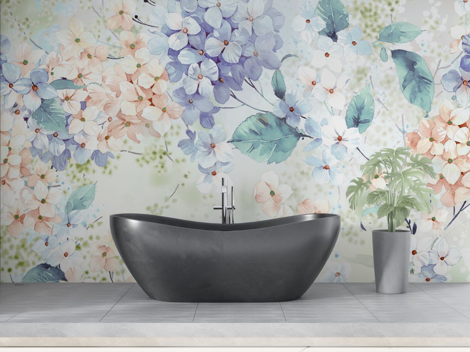 Fototapet florile de hortensie înfloresc strălucitor primăvara