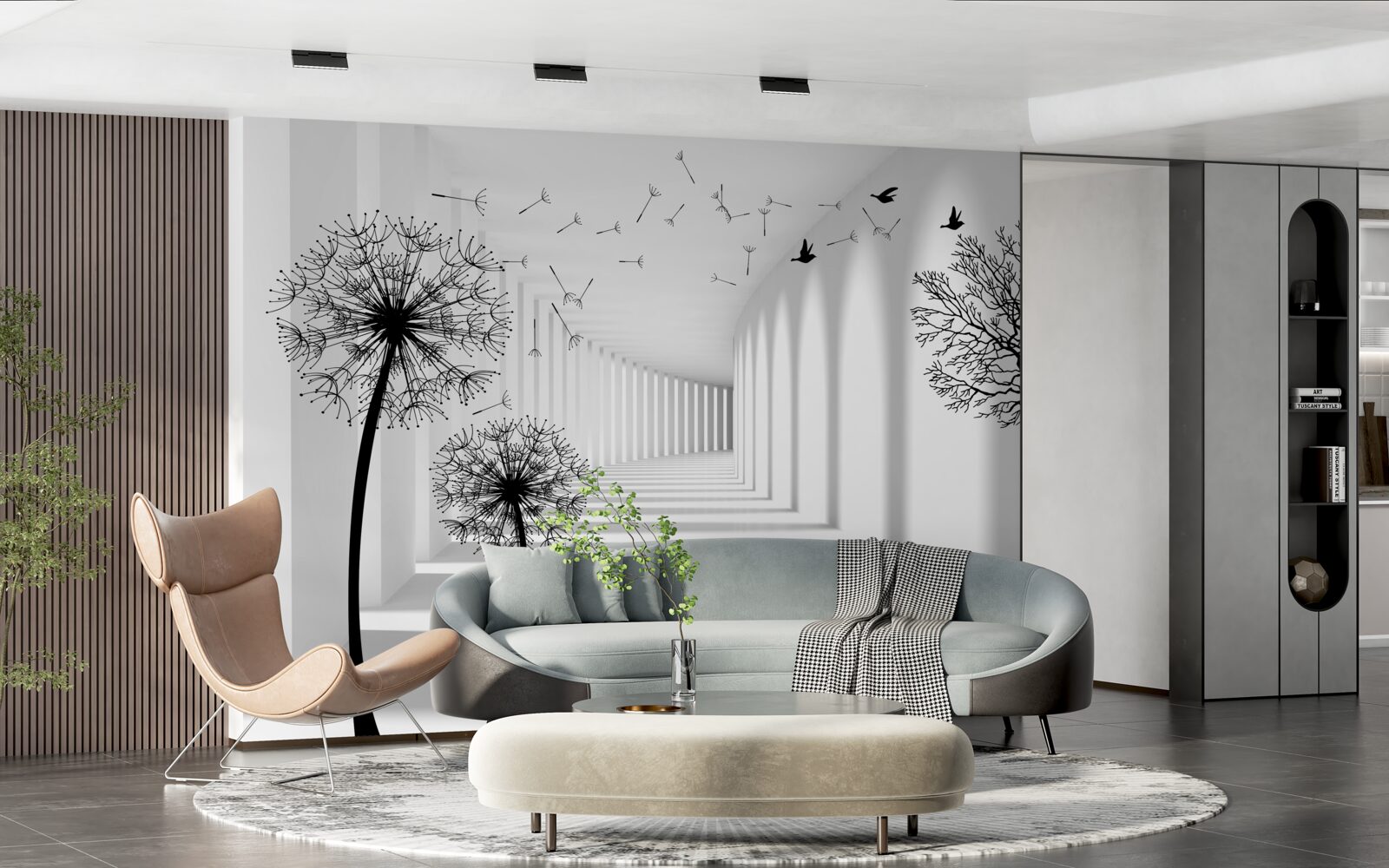 Fototapet icre negre și tunel