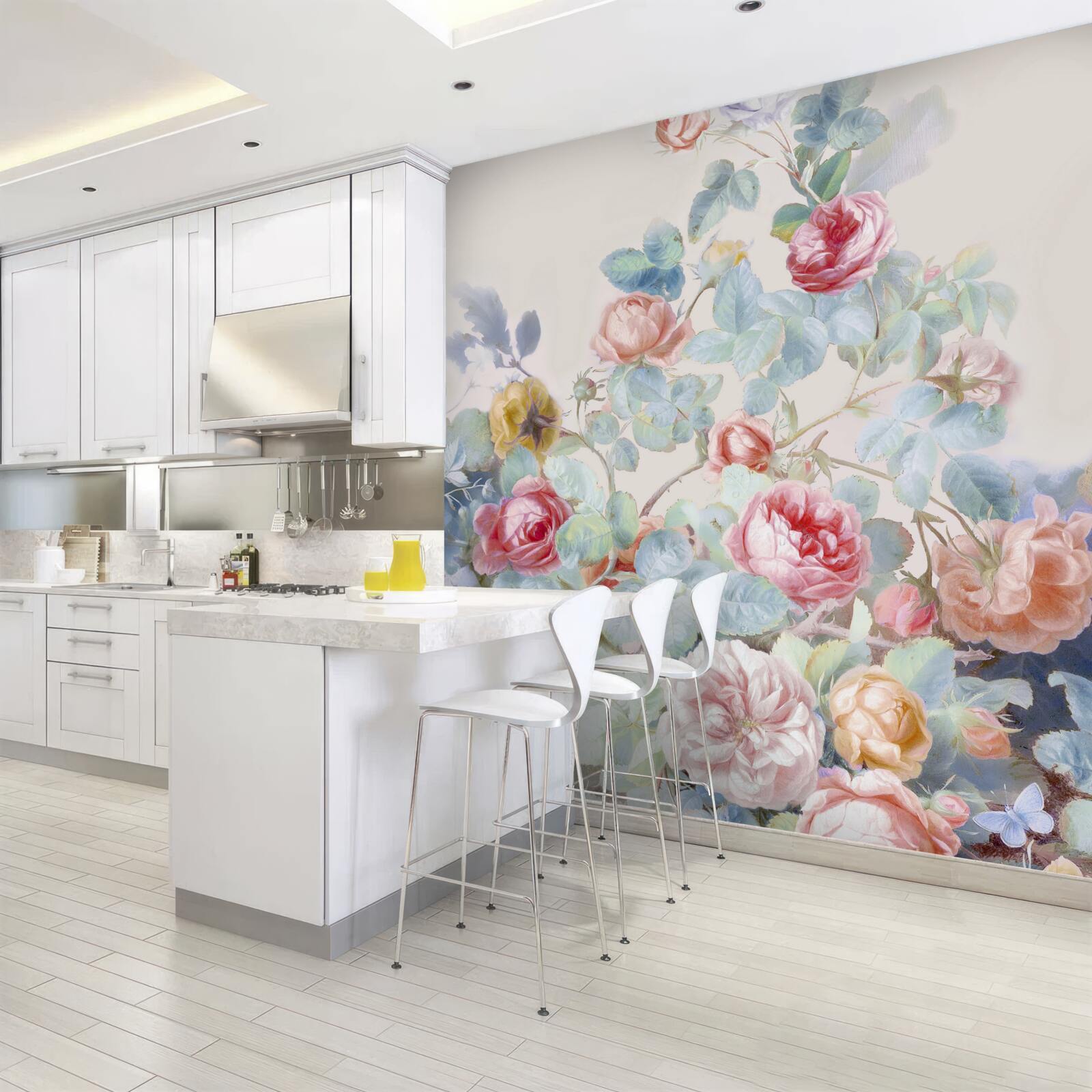 Fototapet muguri de trandafir pictați în acuarelă