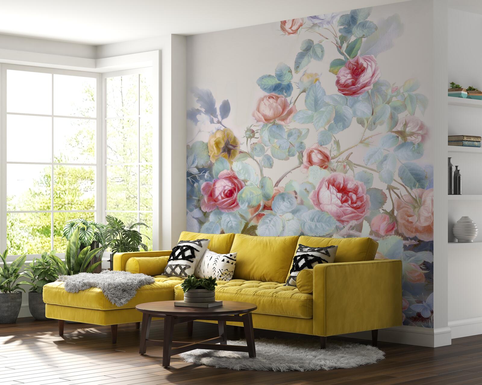 Fototapet muguri de trandafir pictați în acuarelă