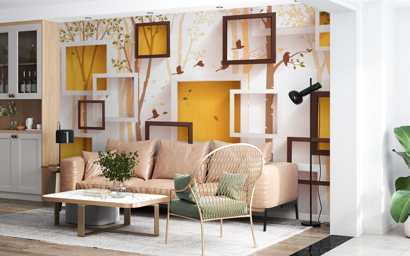 Fototapet abstracție și forme geometrice de toamnă