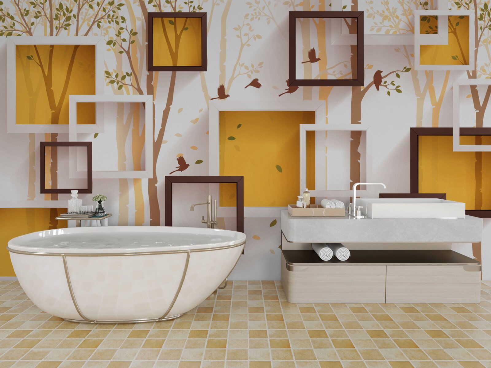 Fototapet abstracție și forme geometrice de toamnă