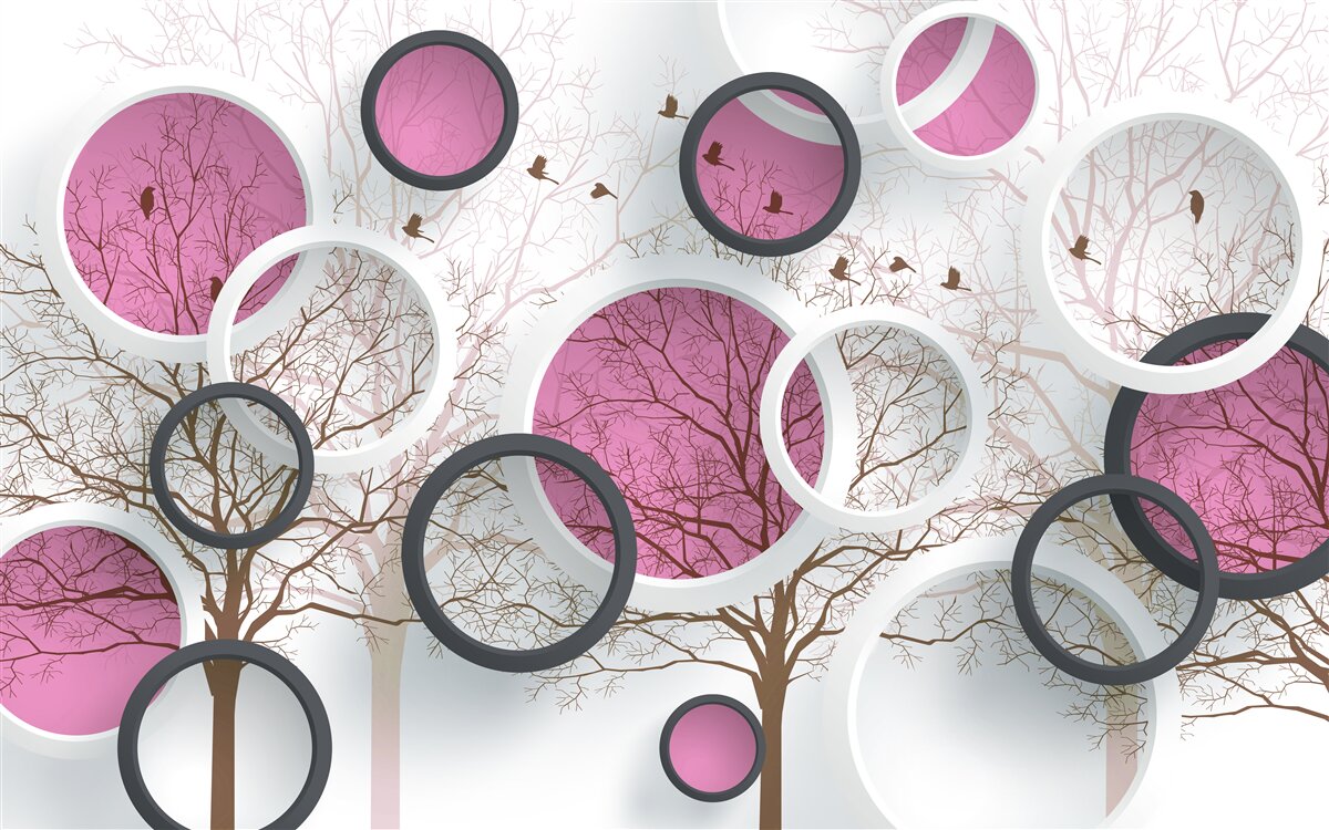 Fototapet cercuri și copaci aleatorii