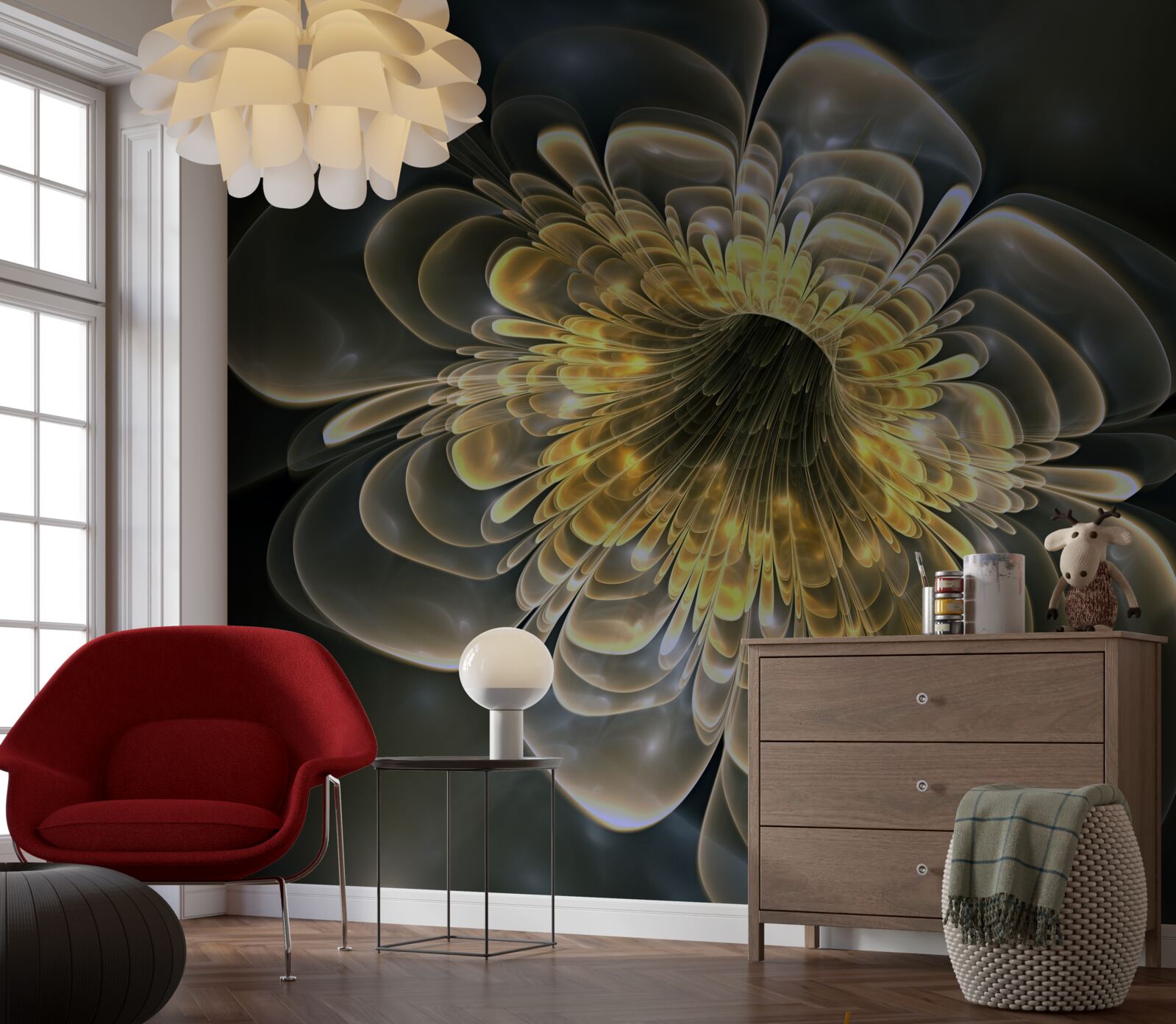 Fototapet Floare galbenă cu o formă abstractă