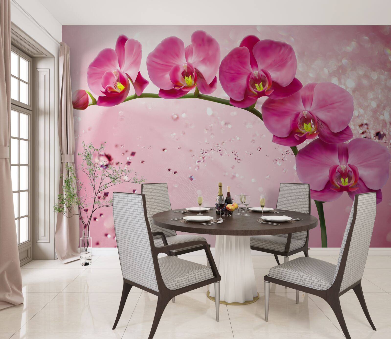 Fototapet orhidee roșie pe o ramură