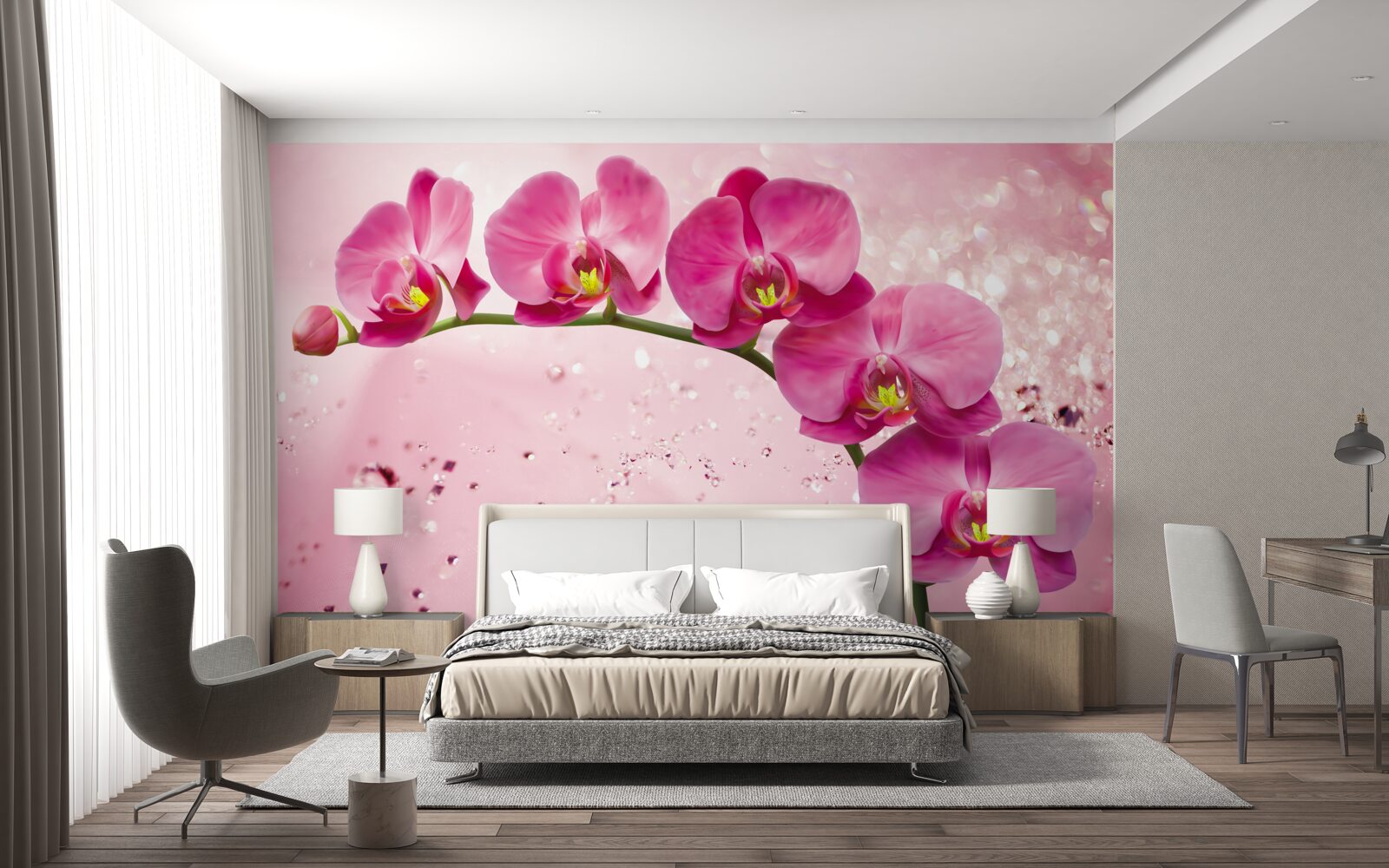 Fototapet orhidee roșie pe o ramură