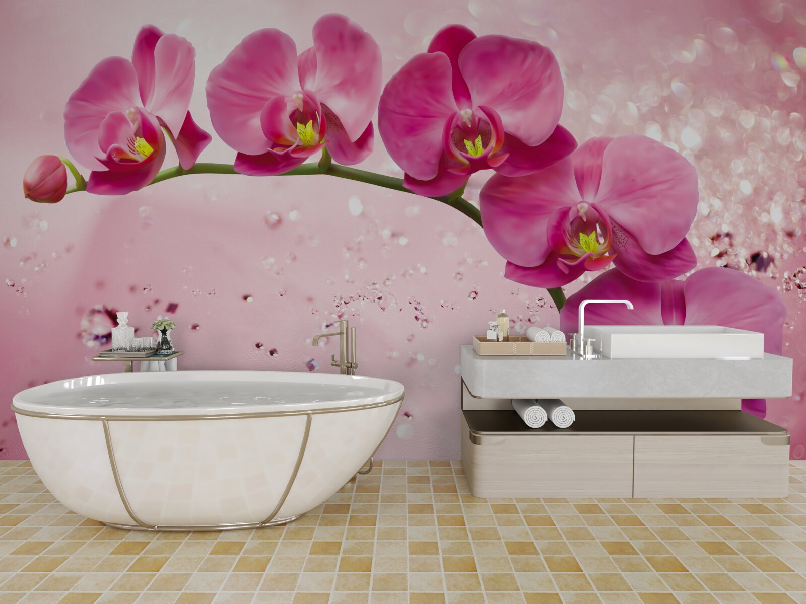 Fototapet orhidee roșie pe o ramură