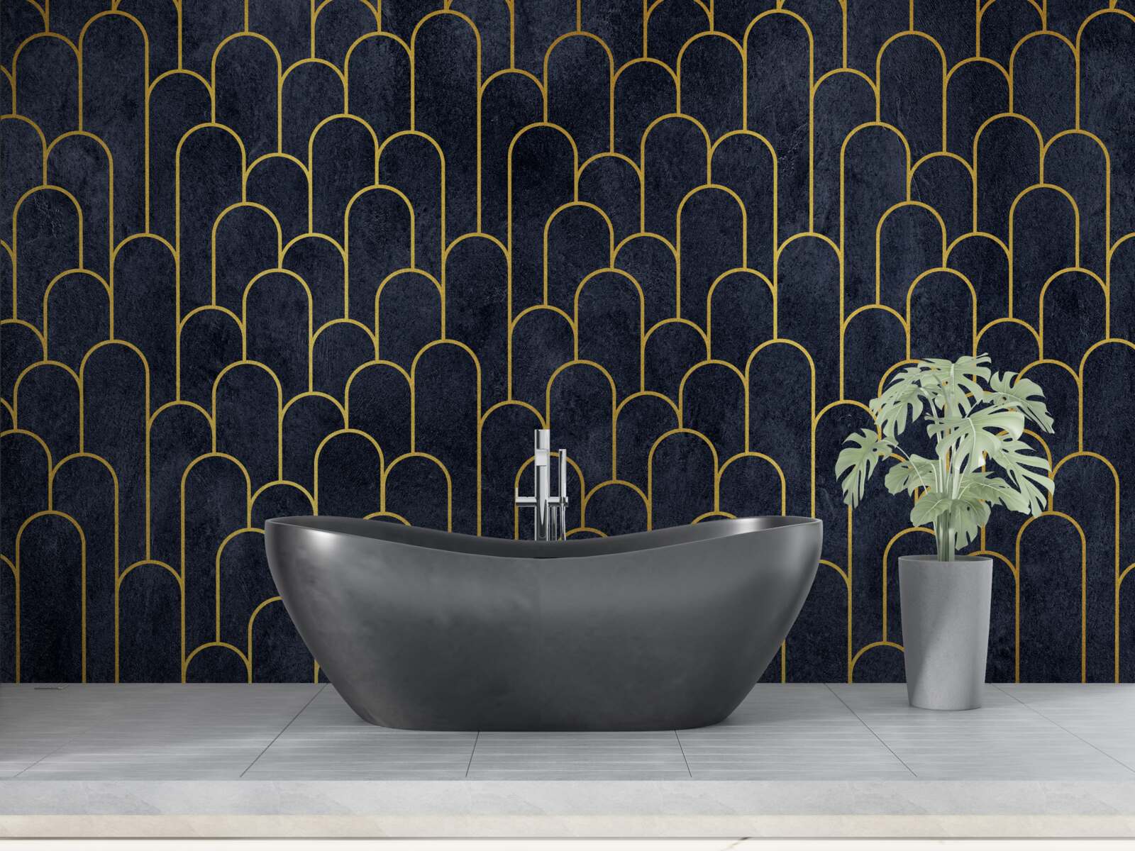 Fototapet coloane semicirculare albastre din bronz