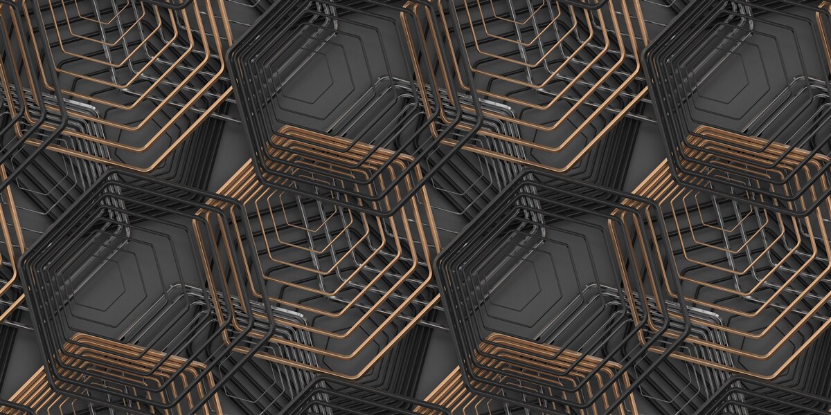 Fototapet pentagoane negre și maro cu structură grilă